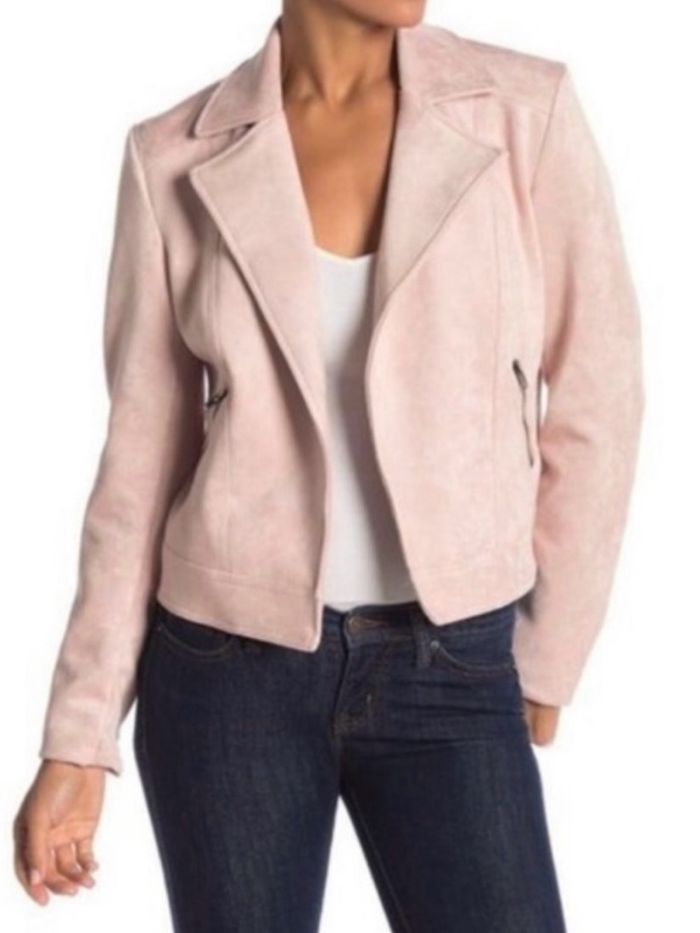 Philosophy Women's Pink Faux Leather Moto Jacket